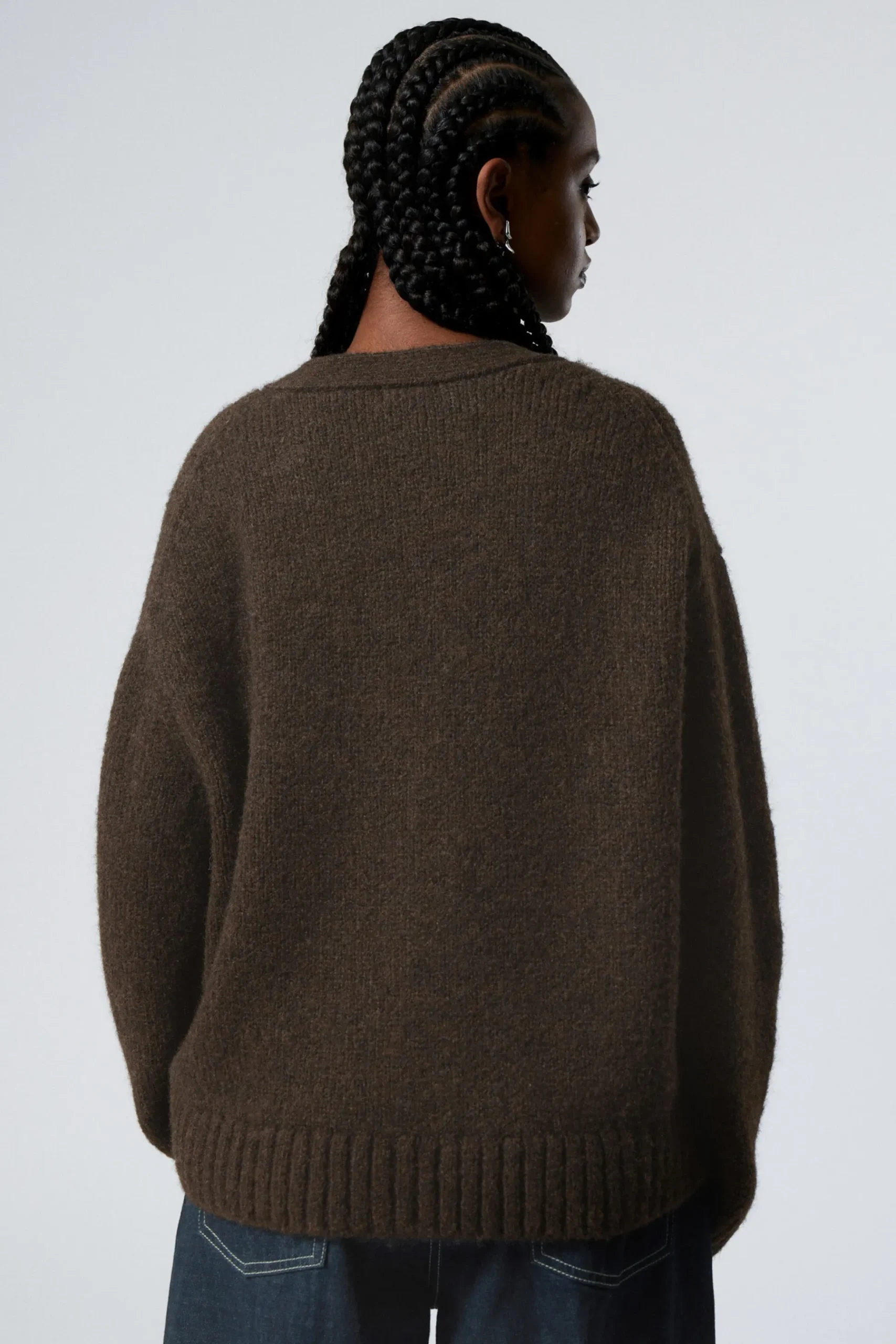 Weekday KNITTED SINGLE-BREASTED CARDIGAN dark brown Cheap