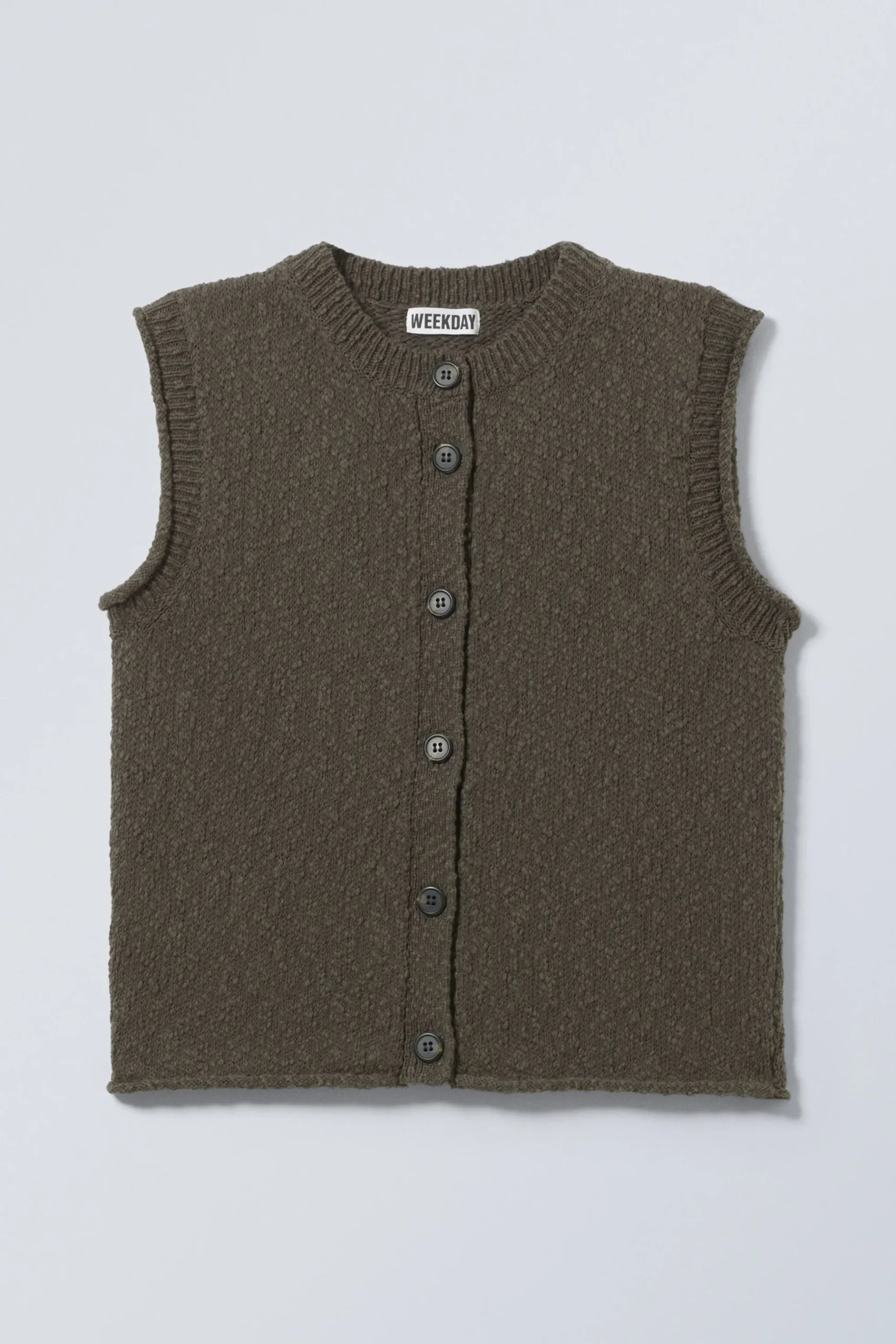 Weekday KNITTED SINGLE-BREASTED VEST dark greyish brown New