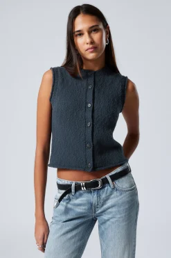 Weekday KNITTED SINGLE-BREASTED VEST dark navy blue Hot
