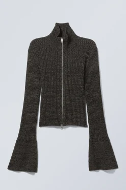 Weekday KNITTED ZIP CARDIGAN black Discount