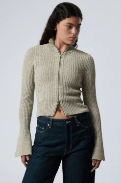 Weekday KNITTED ZIP CARDIGAN dusty beige New