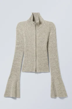 Weekday KNITTED ZIP CARDIGAN dusty beige New