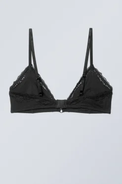 Weekday LACE COTTON TRIM BRA black Best