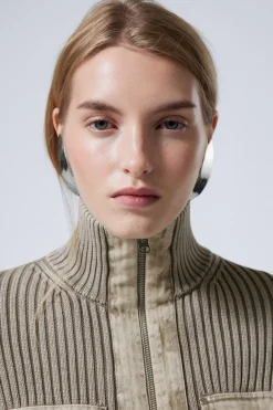 Weekday LARGE METAL CLIP-ON EARRINGS silver Flash Sale