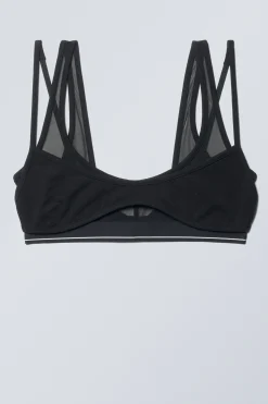 Weekday LAYERED COTTON MESH BRA black black Sale