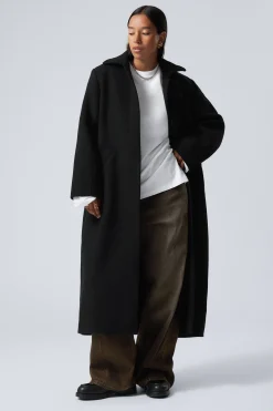 Weekday LONG OVERSIZED WOOL-BLEND COAT black Best Sale