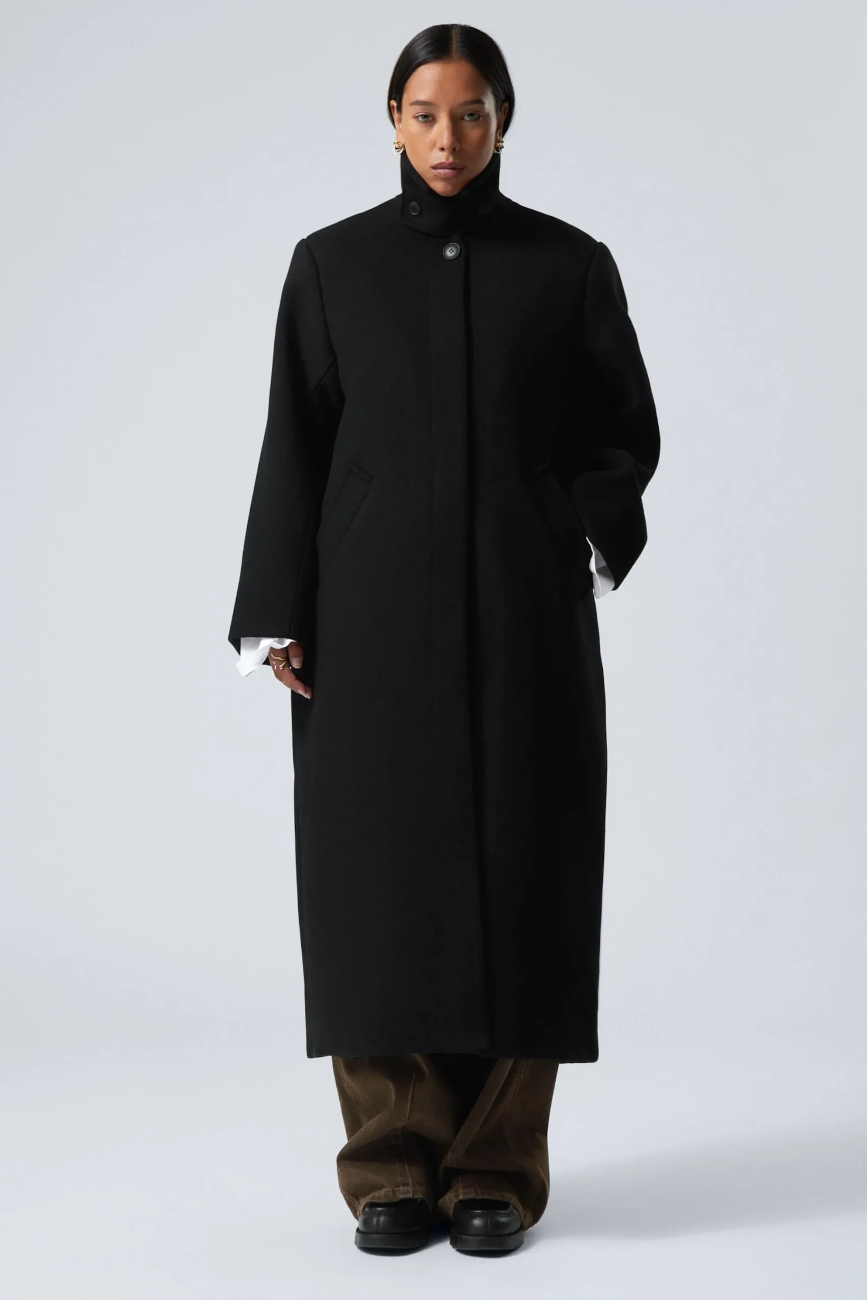 Weekday LONG OVERSIZED WOOL-BLEND COAT black Best Sale