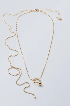 Weekday LONG RING CHAIN NECKLACE golden Flash Sale
