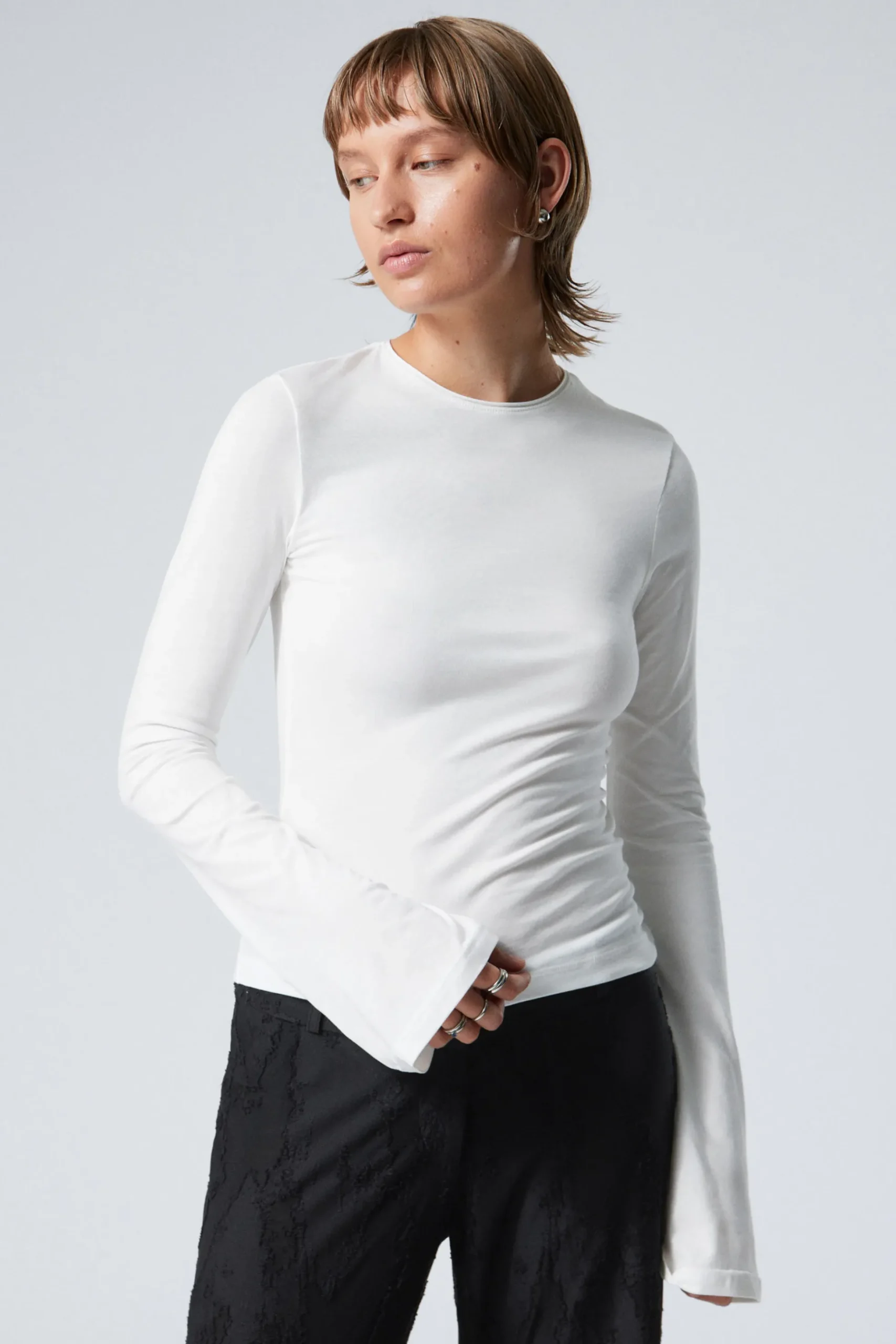 Weekday LONG SLEEVE COTTON TOP white Clearance
