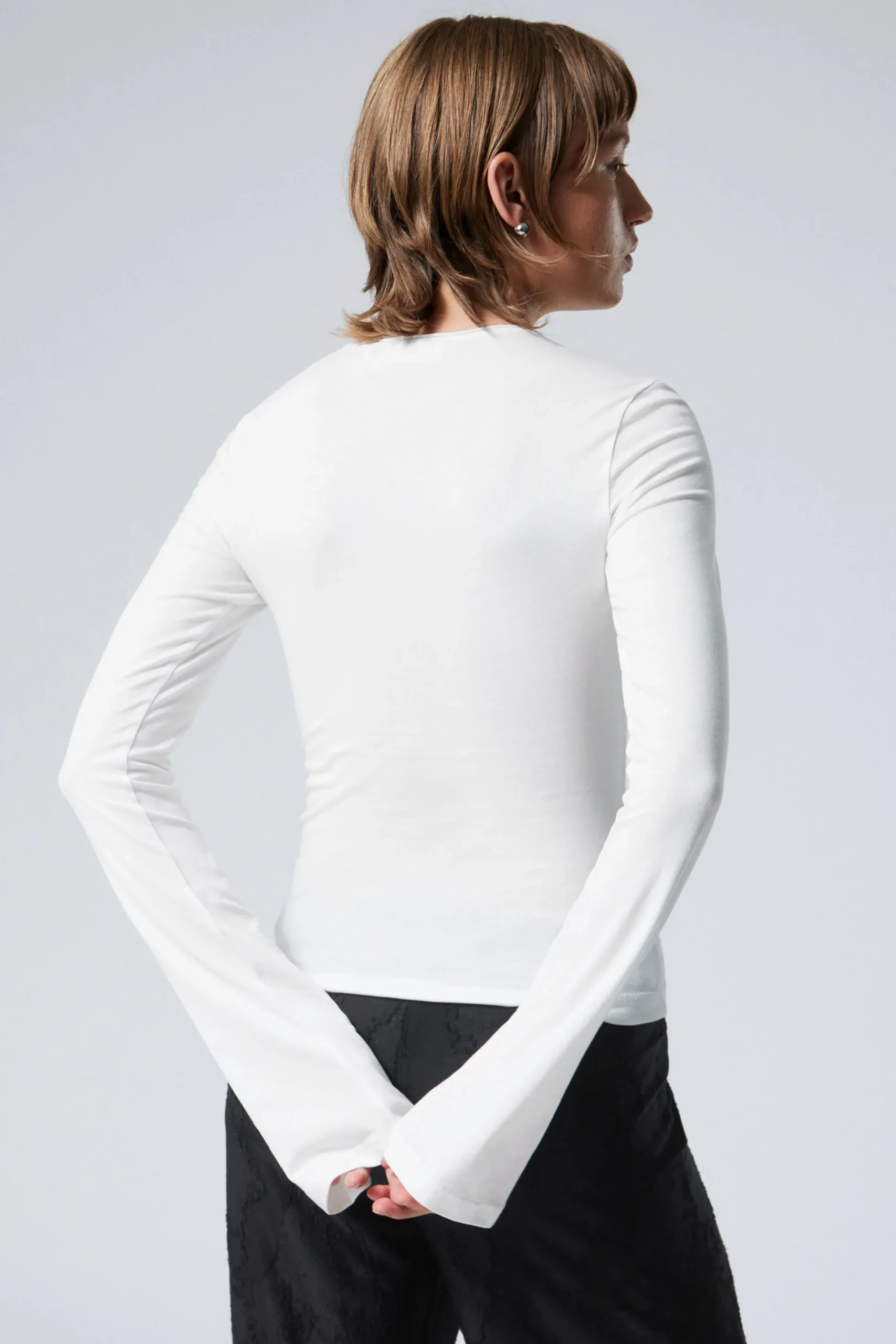 Weekday LONG SLEEVE COTTON TOP white Clearance