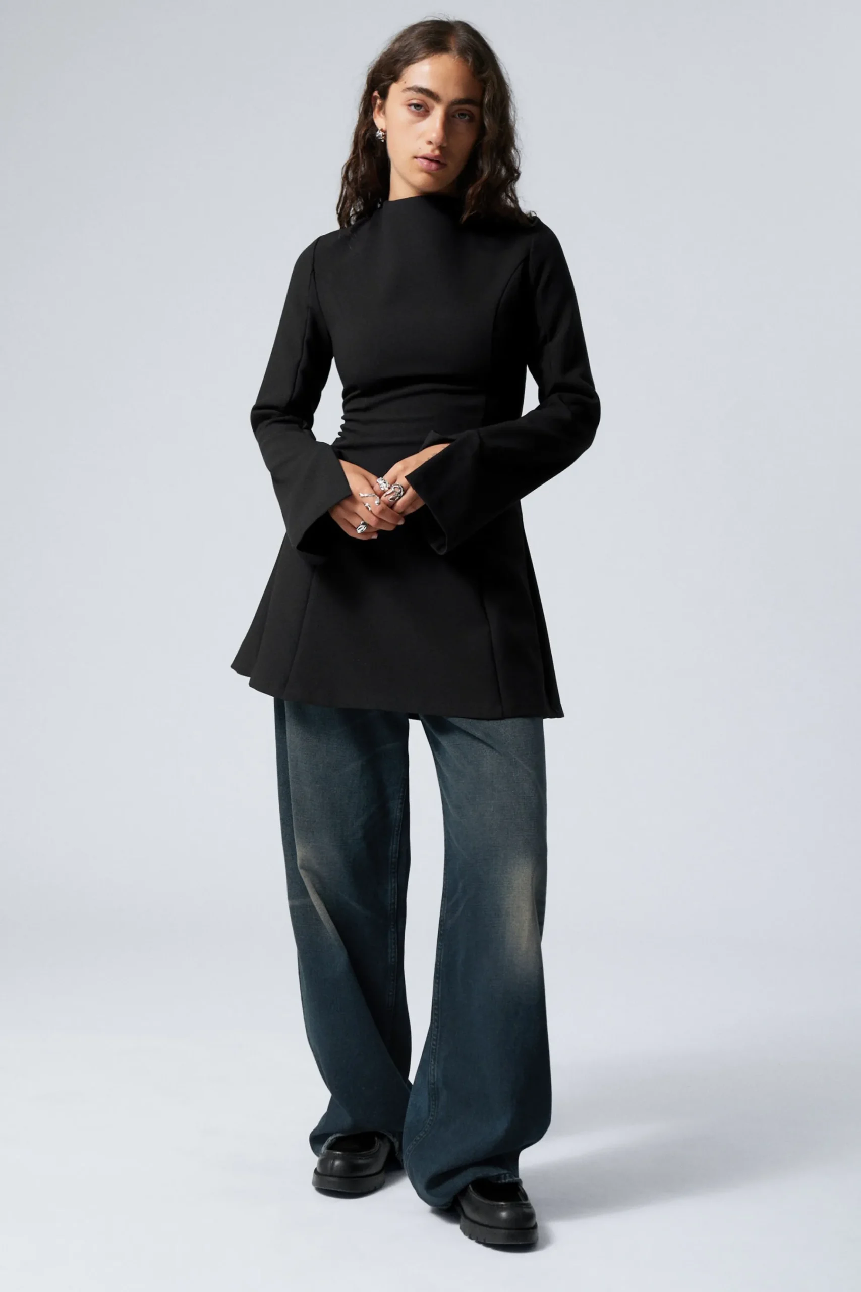 Weekday LONG SLEEVE MINI DRESS black Outlet