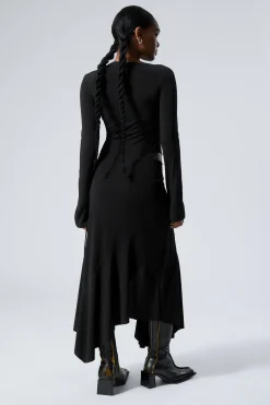 Weekday LONG-SLEEVED ASYMMETRIC DRAPED DRESS black Flash Sale