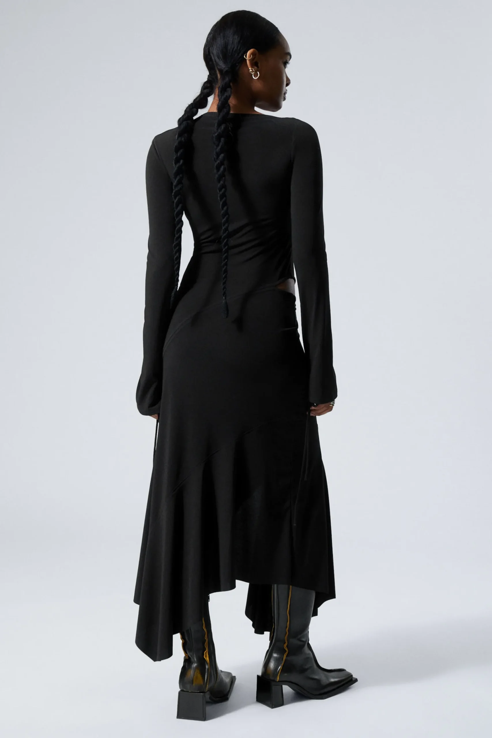 Weekday LONG-SLEEVED ASYMMETRIC DRAPED DRESS black Flash Sale