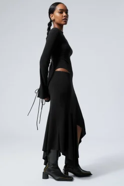 Weekday LONG-SLEEVED ASYMMETRIC DRAPED DRESS black Flash Sale