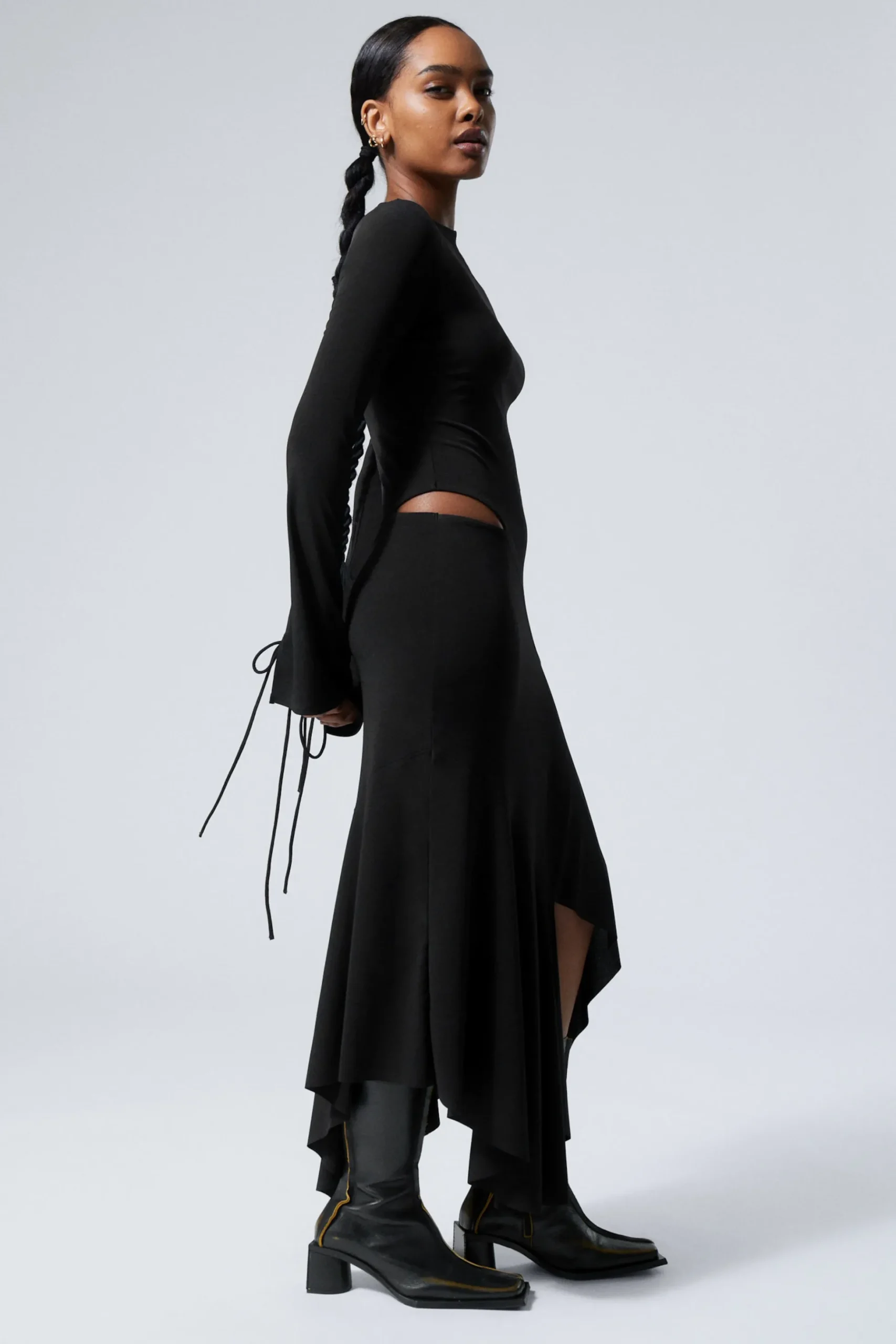 Weekday LONG-SLEEVED ASYMMETRIC DRAPED DRESS black Flash Sale