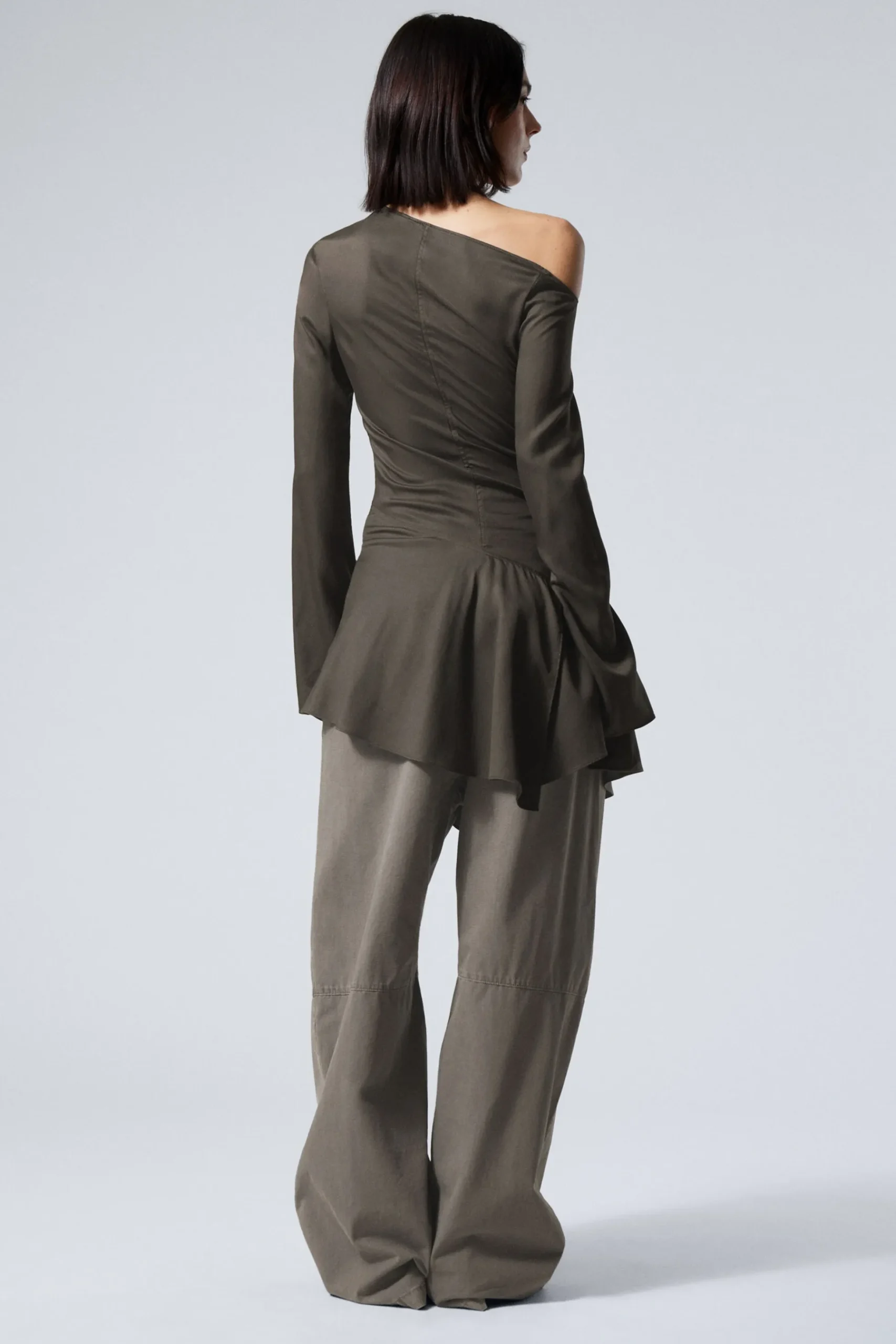 Weekday LONG-SLEEVED ASYMMETRIC MINI DRESS dark grey New