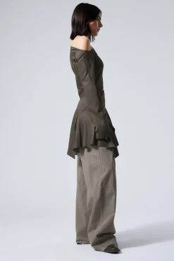 Weekday LONG-SLEEVED ASYMMETRIC MINI DRESS dark grey New