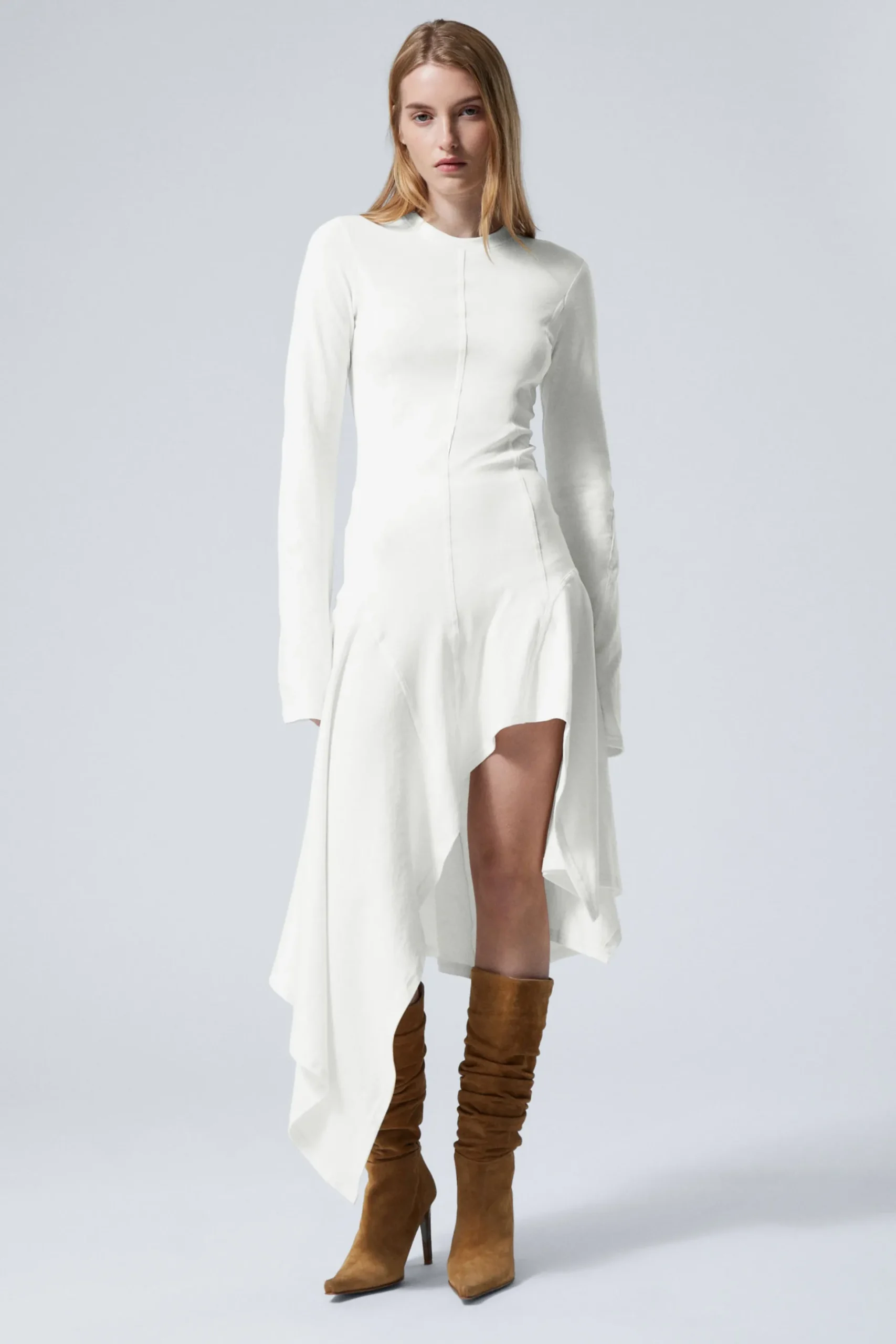 Weekday LONG-SLEEVED ASYMMETRIC MIDI DRESS white Online