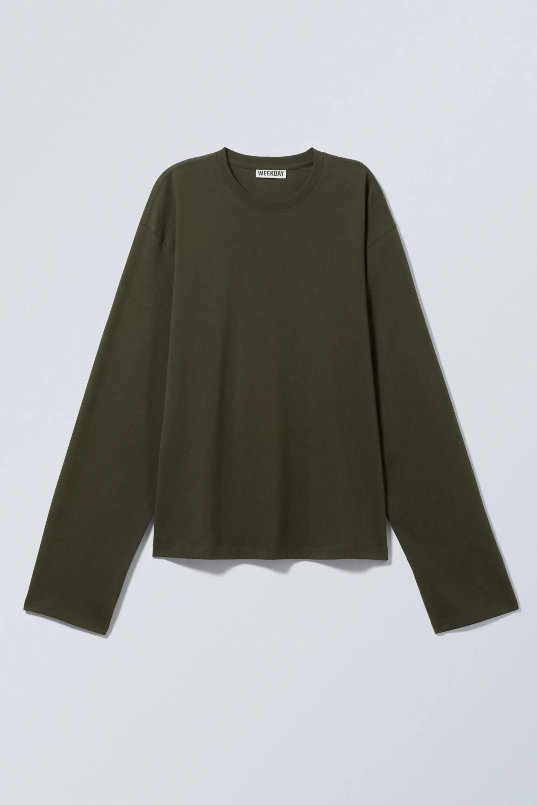 Weekday LONG-SLEEVED BOXY COTTON T-SHIRT dark khaki green Online