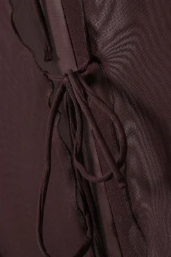 Weekday LONG-SLEEVED MESH TIE TOP dark plum Discount