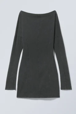 Weekday LONG-SLEEVED OFF-SHOULDER MINI DRESS washed black Online