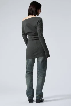 Weekday LONG-SLEEVED OFF-SHOULDER MINI DRESS washed black Online