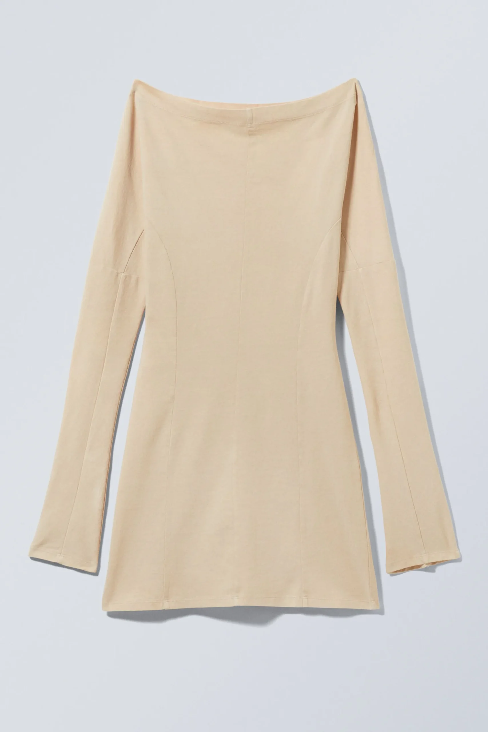 Weekday LONG-SLEEVED OFF-SHOULDER MINI DRESS light beige Clearance