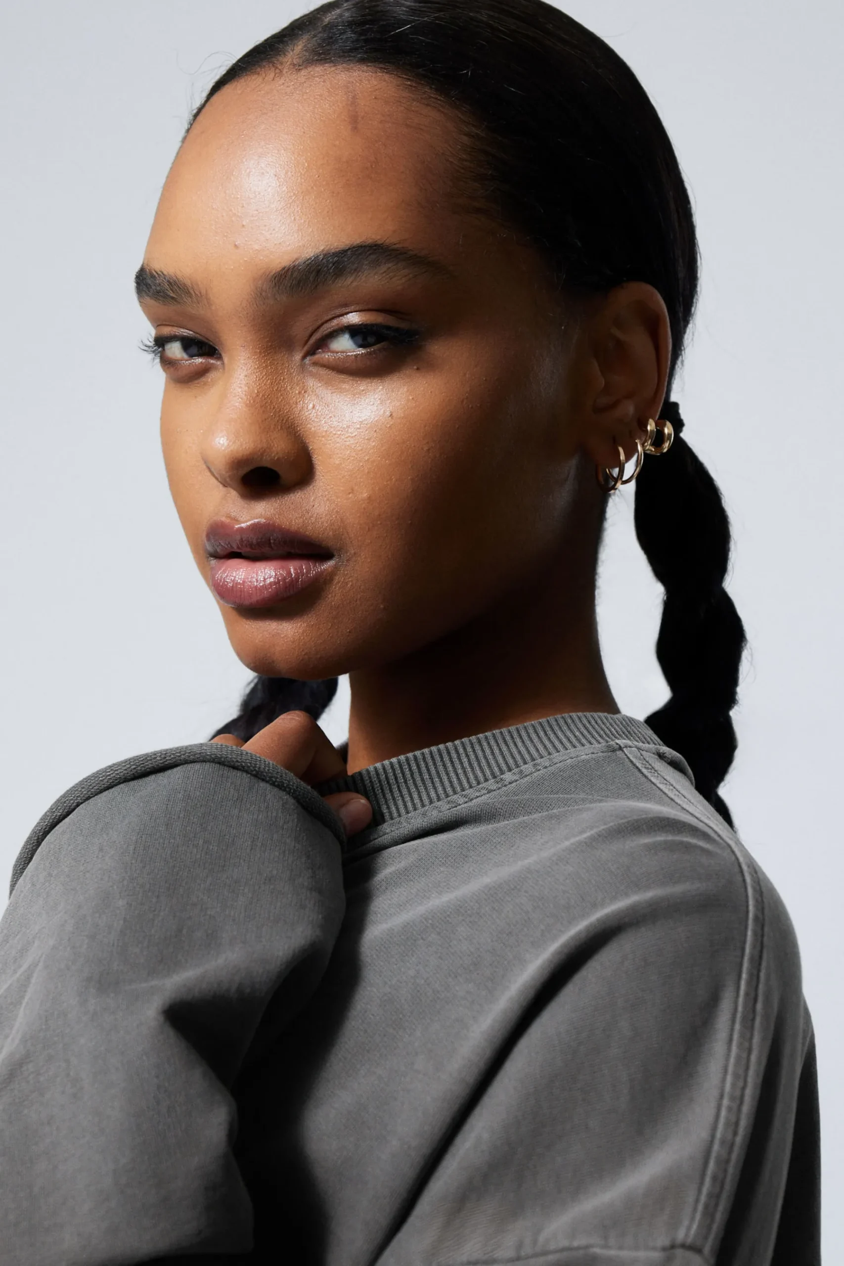 Weekday LONG-SLEEVED OVERSIZED COTTON TOP off-black Best