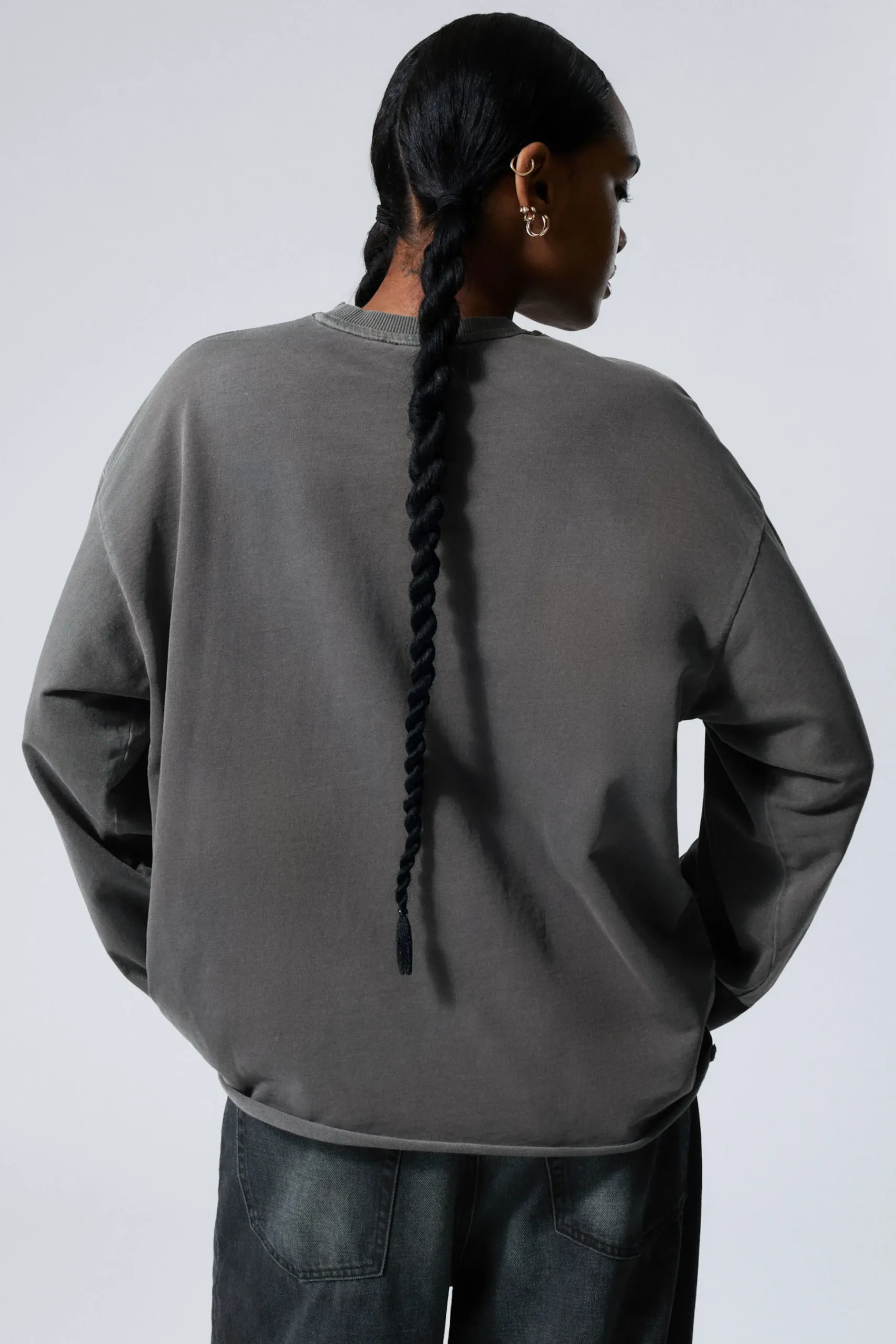 Weekday LONG-SLEEVED OVERSIZED COTTON TOP off-black Best