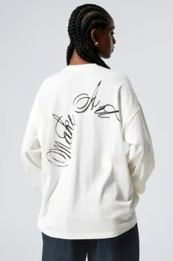 Weekday LONG-SLEEVED OVERSIZED PRINTED T-SHIRT white Outlet