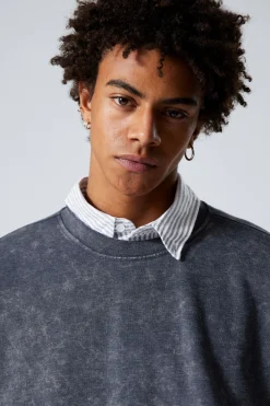 Weekday LONG-SLEEVED OVERSIZED SLOUCHY SWEATSHIRT washed dark blue New