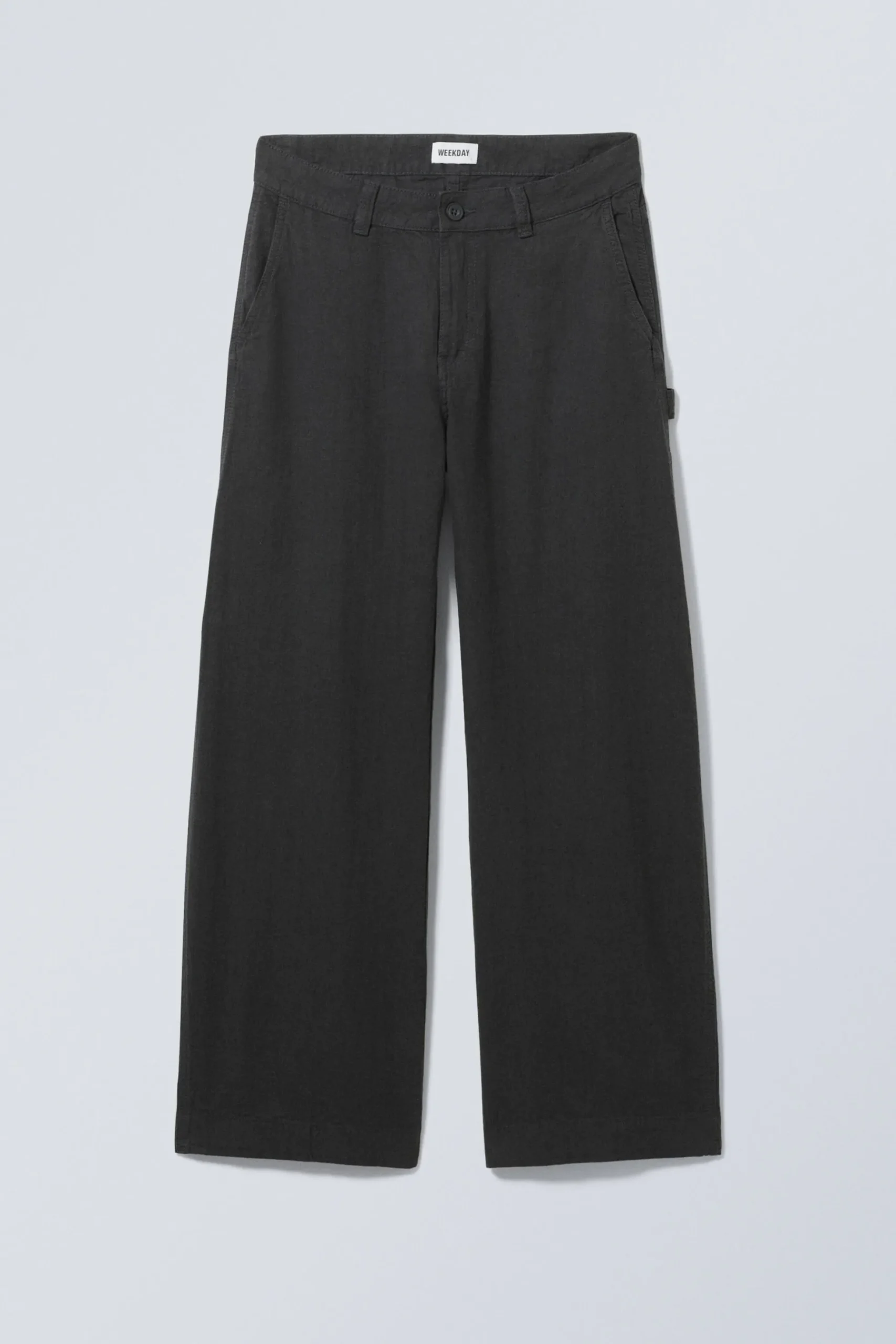 Weekday LOOSE CARPENTER LINEN BLEND TROUSERS dark grey Sale