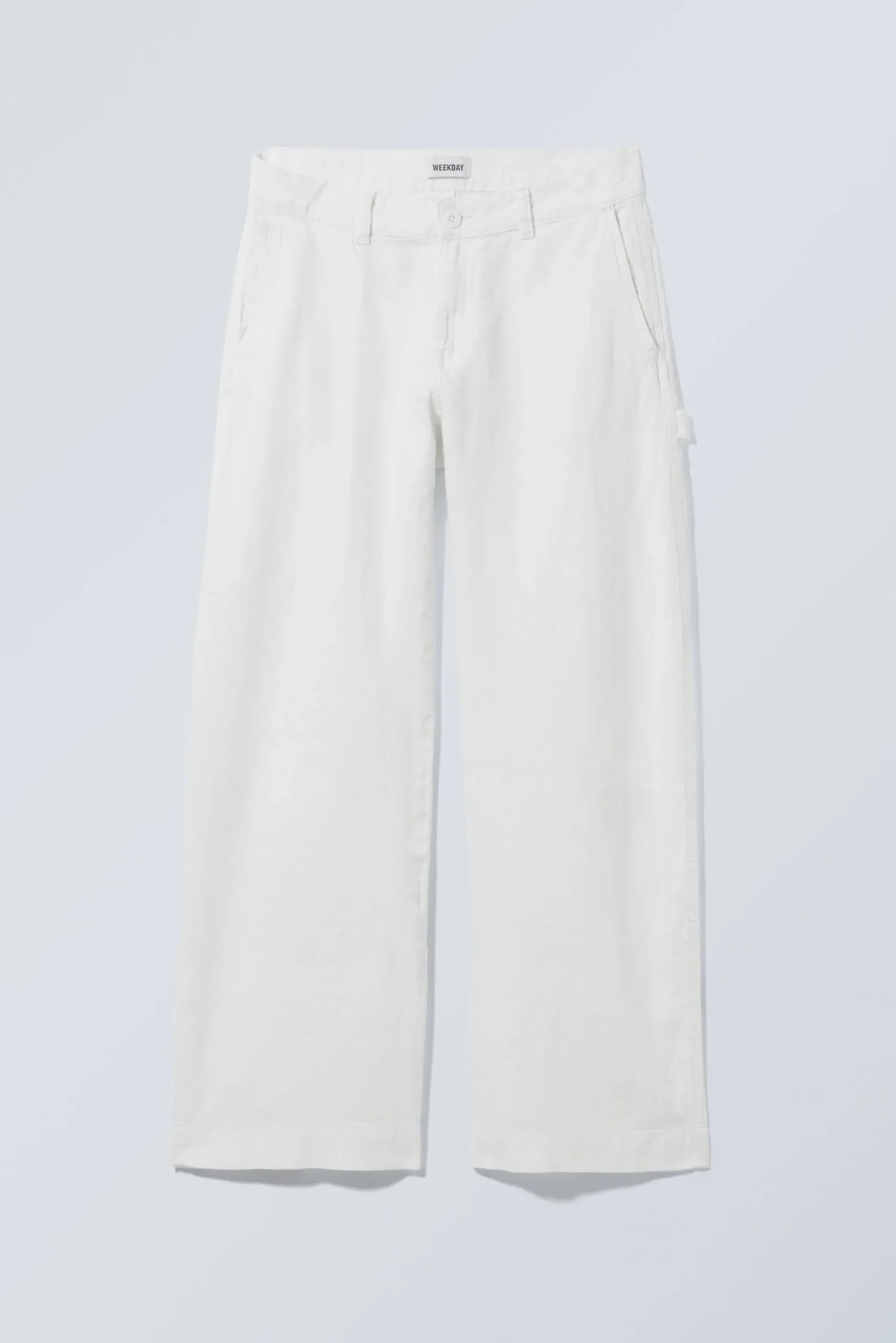 Weekday LOOSE CARPENTER LINEN BLEND TROUSERS white Hot