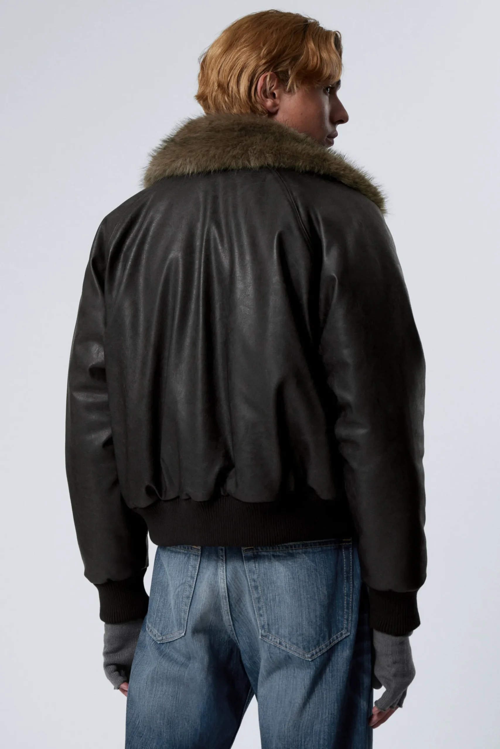 Weekday LOOSE FIT FAUX LEATHER BOMBER JACKET black New
