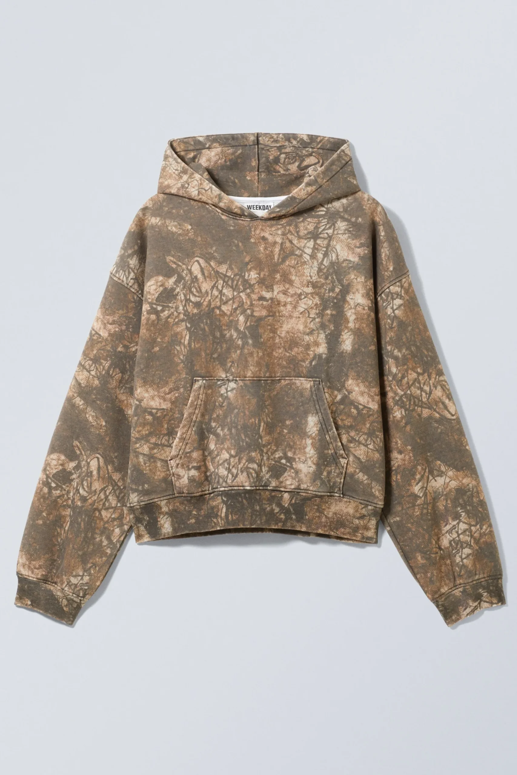 Weekday LOOSE FIT PRINTED HOODIE khaki woodland Clearance