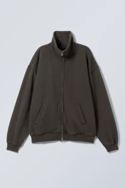 Weekday LOOSE FUNNEL NECK ZIP CARDIGAN washed dark grey Online
