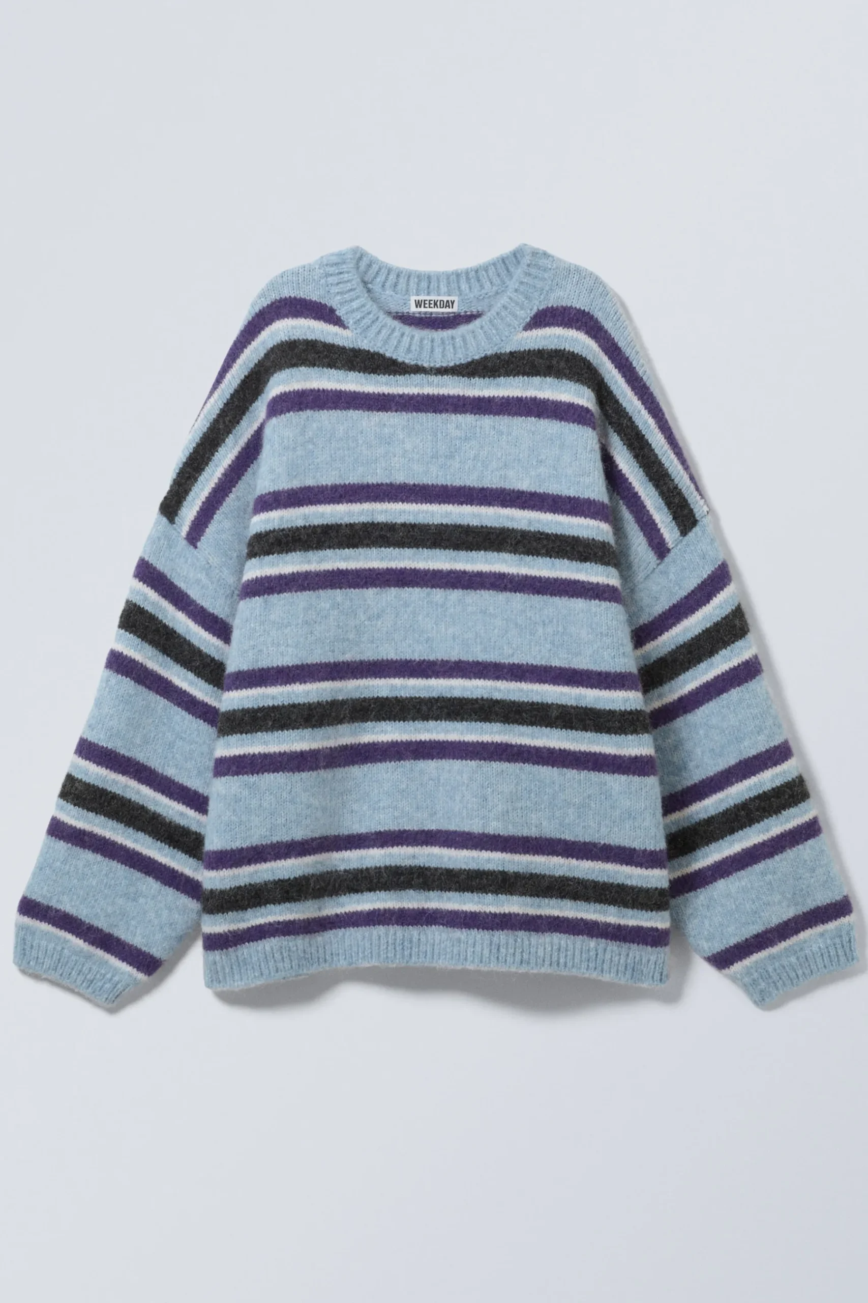 Weekday LOOSE GRAPHIC KNITTED SWEATER blue multi stripe Outlet