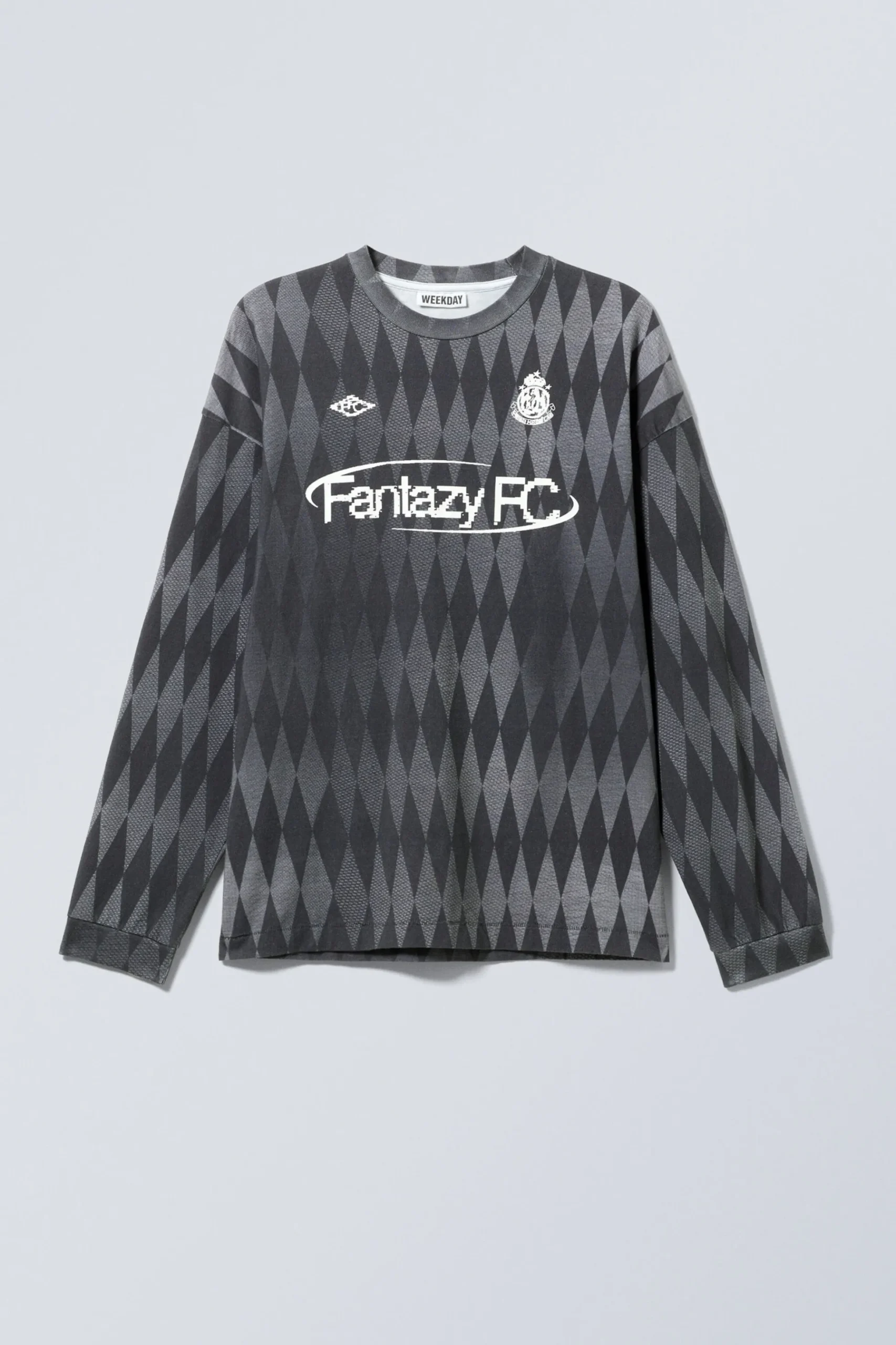 Weekday LOOSE GRAPHIC LONG SLEEVE T-SHIRT dark grey fantazy fc Best