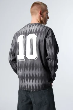 Weekday LOOSE GRAPHIC LONG SLEEVE T-SHIRT dark grey fantazy fc Best