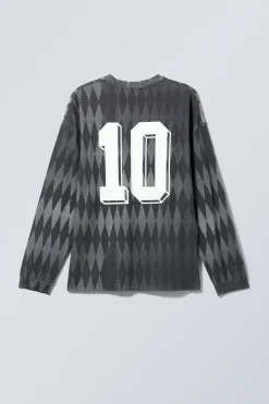 Weekday LOOSE GRAPHIC LONG SLEEVE T-SHIRT dark grey fantazy fc Best