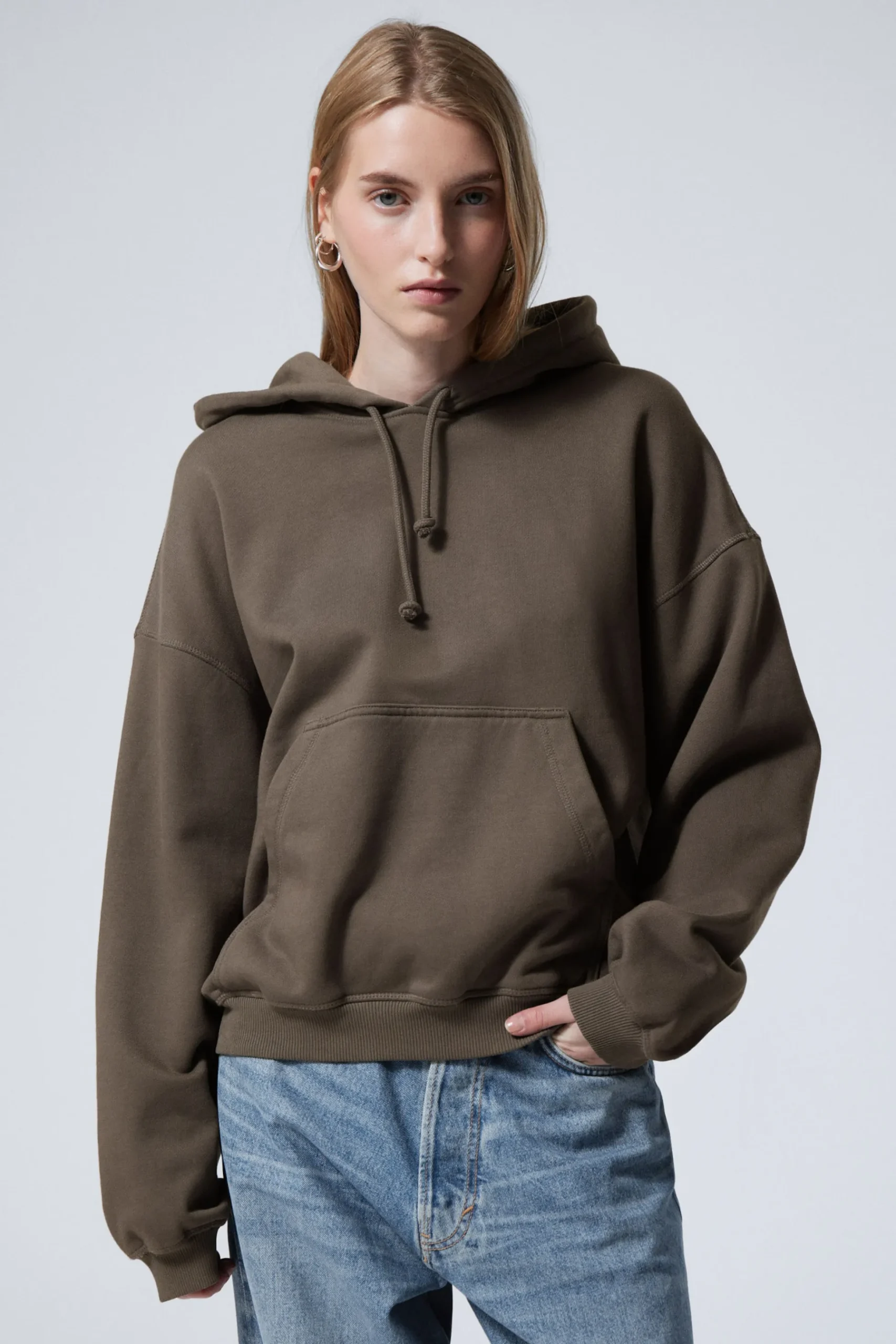Weekday LOOSE HEAVYWEIGHT HOODIE dark mole Online