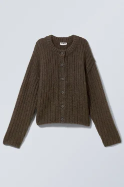 Weekday LOOSE KNITTED CARDIGAN dark brown melange Cheap