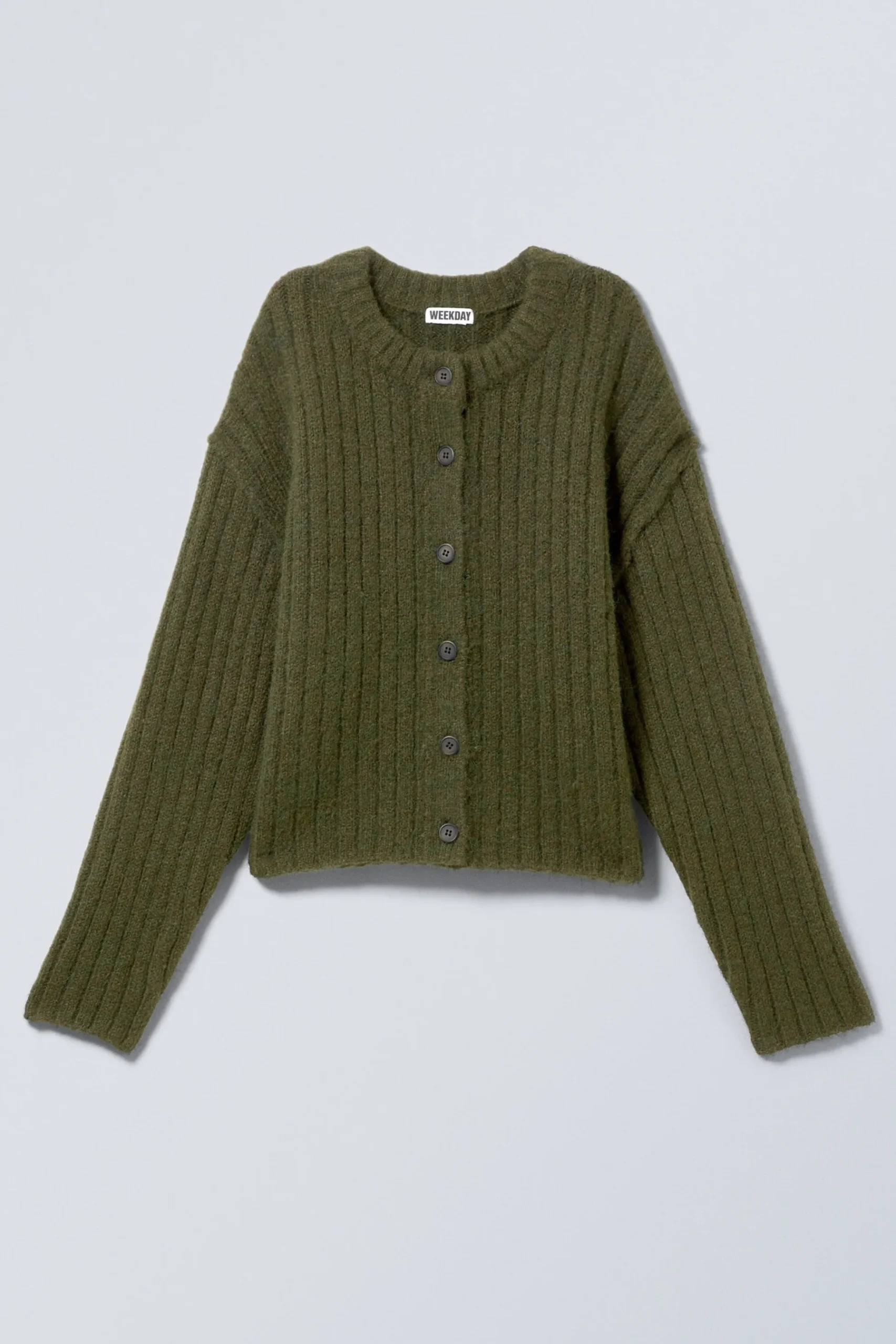 Weekday LOOSE KNITTED CARDIGAN dark khaki green Sale