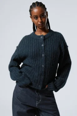 Weekday LOOSE KNITTED CARDIGAN navy blue Shop