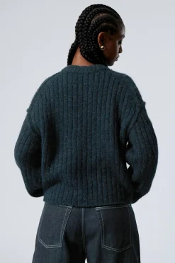 Weekday LOOSE KNITTED CARDIGAN navy blue Shop