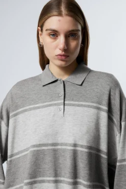 Weekday LOOSE KNITTED PIQUE SWEATER grey stripe Fashion