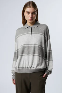 Weekday LOOSE KNITTED PIQUE SWEATER grey stripe Fashion