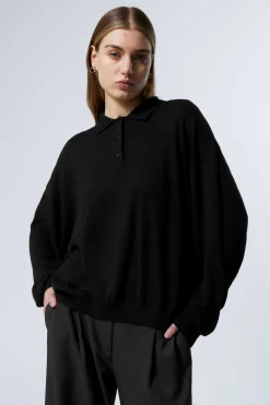 Weekday LOOSE KNITTED PIQUE SWEATER black Fashion
