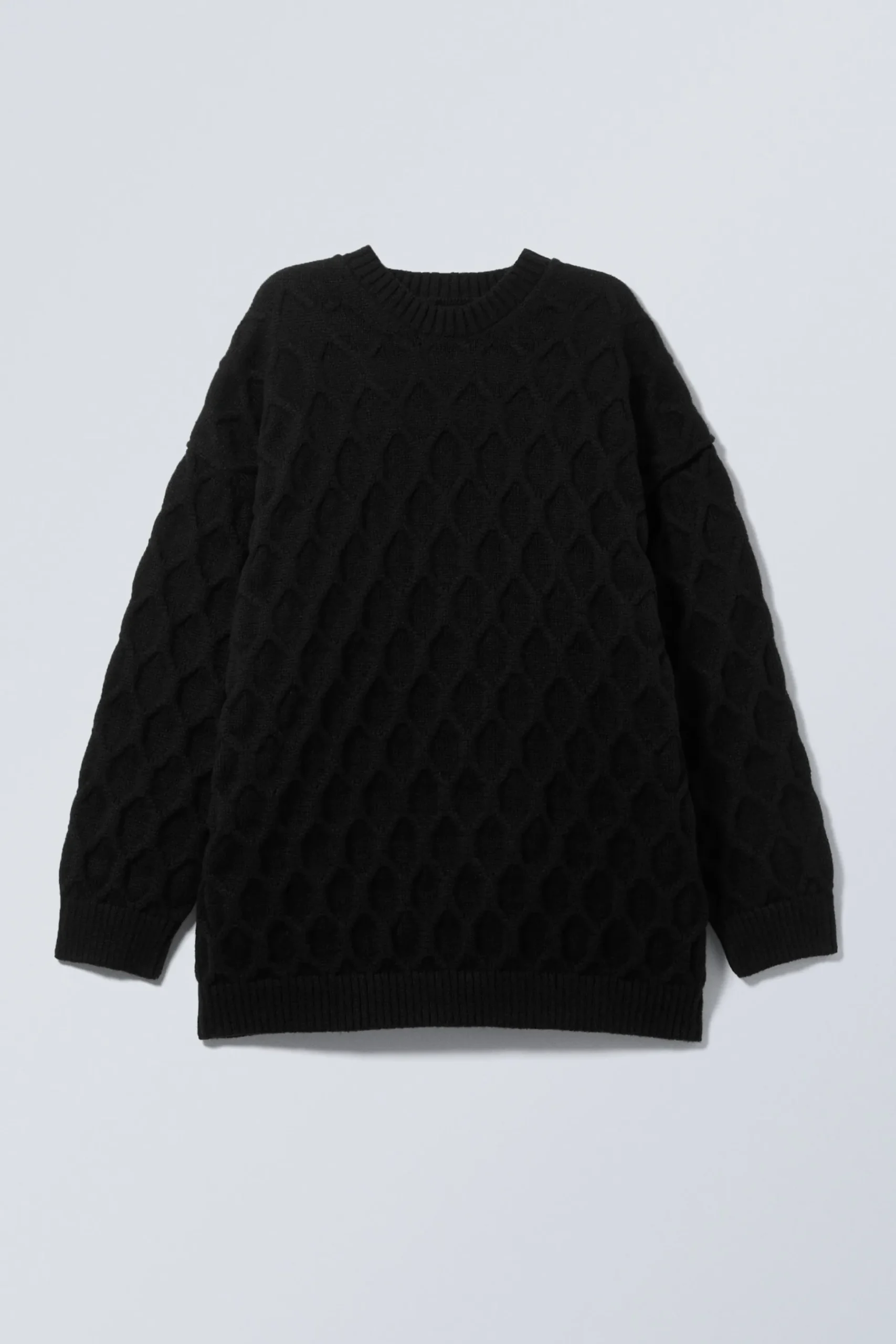Weekday LOOSE KNITTED STRUCTURE SWEATER black Fashion