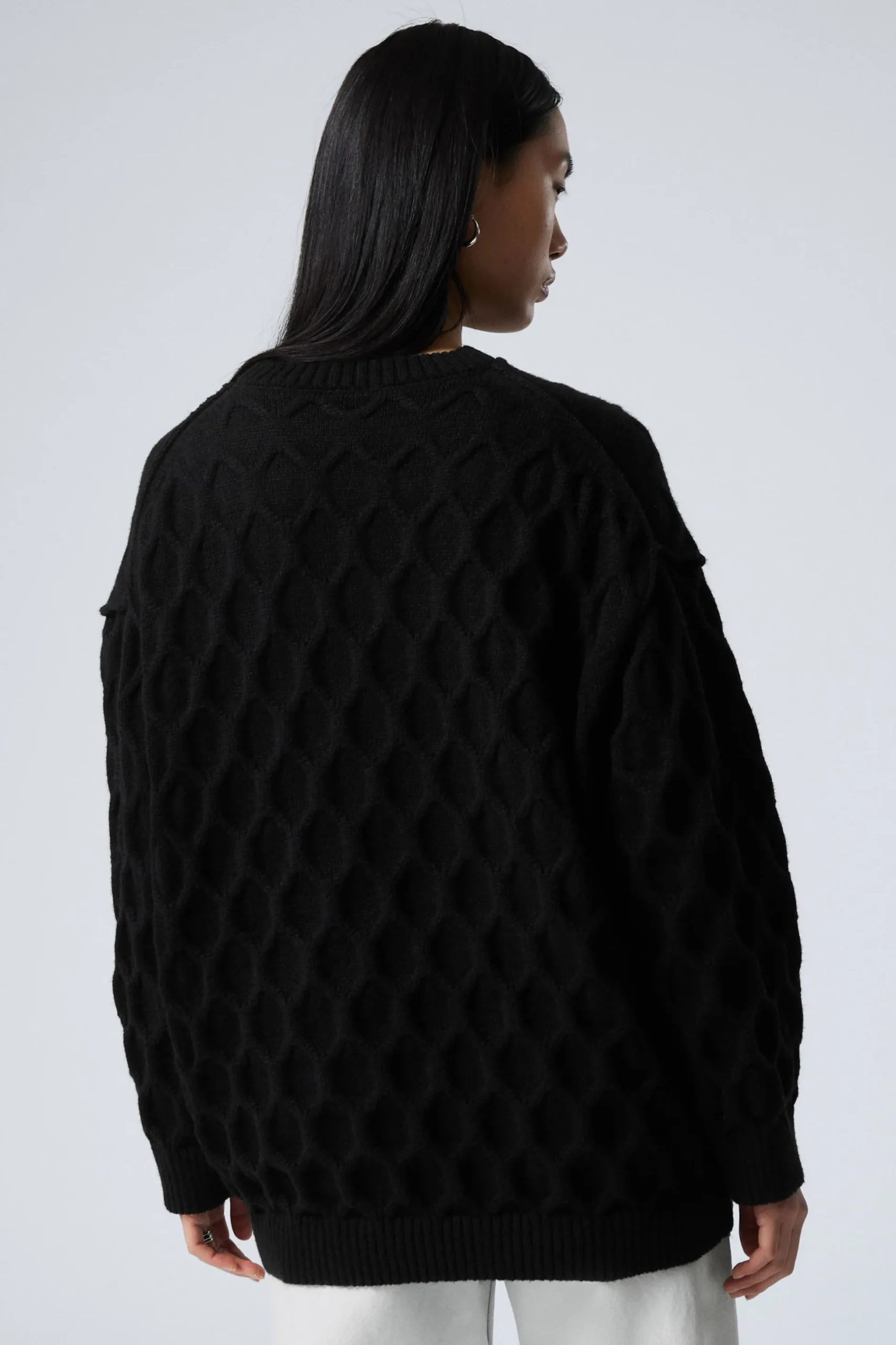 Weekday LOOSE KNITTED STRUCTURE SWEATER black Fashion